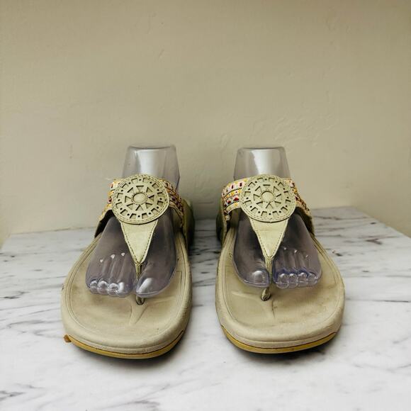 Skechers Tone Ups Beige Thong Sandals Women’s Size 10 - Picture 2 of 10